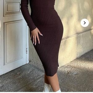 Fashion Nova Chocolate Long Sleeve Dress